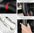 Black Red Car Steering Wheel Cover, Nappa Leather, Bottom Color Blocking, Universal 14.5-15 Inch Leather Anti-Slip Breathable Auto Steering Wheel Covers for Men Women