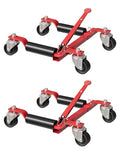 Car Wheel Dolly Jack Set of 2, Heavy Duty 3000 LBS Capacity Mechanical Wheel Dolly with Ratcheting Foot Pedal, Vehicle Positioning Jack for Tire Auto Repair Moving, Red