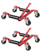 Car Wheel Dolly Jack Set of 2, Heavy Duty 3000 LBS Capacity Mechanical Wheel Dolly with Ratcheting Foot Pedal, Vehicle Positioning Jack for Tire Auto Repair Moving, Red