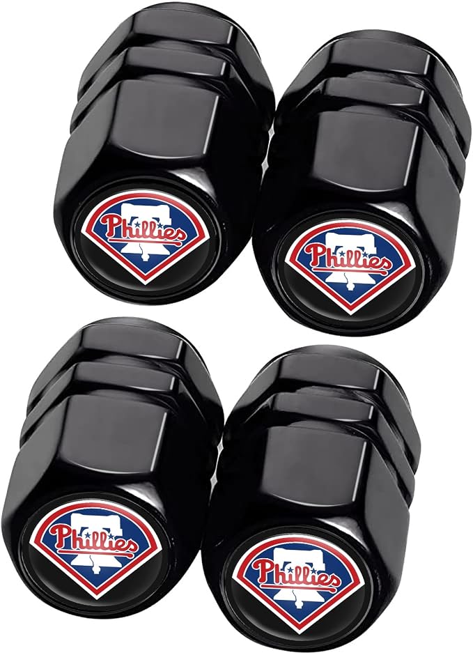 for Philadelphia Phillies Baseball Fans Car Keychain with Tire Valve Caps, Car Keyring and Valve Stem Caps Compatible with Key Fob Holder, Delicate Gifts for Men Women, Phillies