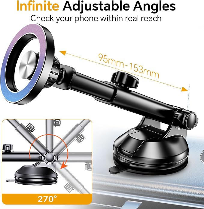 for MagSafe Car Mount【Windshield+Vent+Dash】Magnetic Phone Holder for Car Phone Holder Mount Cell Phone Holders for Your Car Accessories Suction Phone Mount for Car Truck Stand for iPhone 17 16