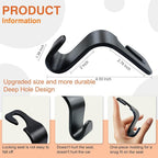 Car Seat Hooks & Purse Holder - 4 Pack Boxed,55 lb Heavy Duty,Eco PP Car Hooks for Purse/Bag/Baby Gear/Gym Bag/Groceries/Cup/,Fits 0.32-0.55”Car Headrest Rods (Black)