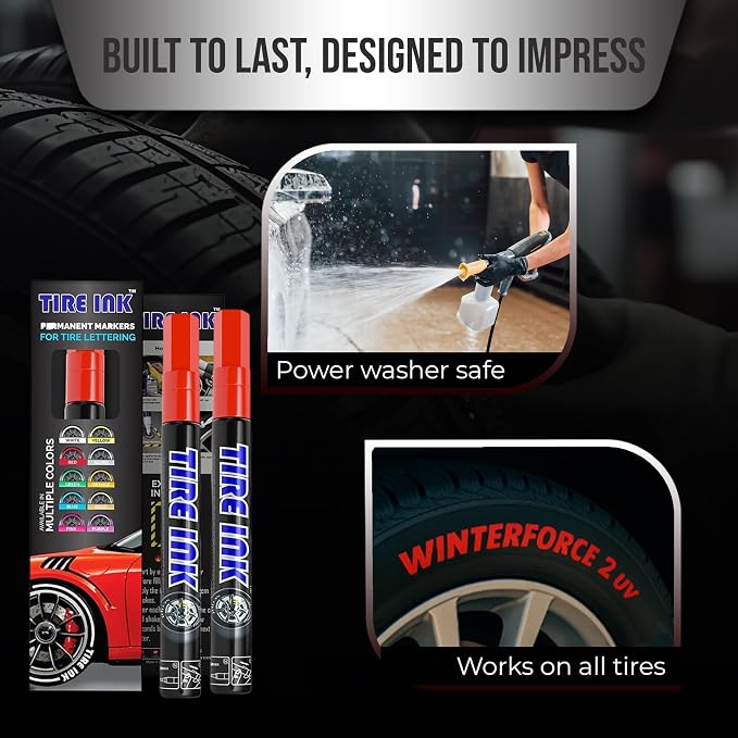 Color Tire Paint Pen - Waterproof Permanent Paint pens for Car Wheels Lettering | Car Wash Safe and Durable | Made in Japan
