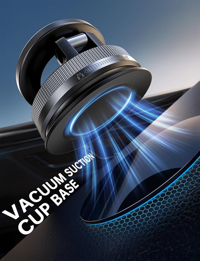 【Newest Vacuum Magnetic Phone Holder for Car Phone Holder Mount【Movable Vacuum Suction】 Magsafe Car Mount Cell Phone Holders for Your Car Accessories for Women Men for iPhone 17 16 -Black