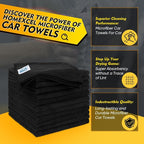 Microfiber Cleaning Cloths 12 Pack, Premium 16 x 16 inch Microfiber Towel for Cars, Ultra Absorbent Car Washing Cloth, Lint Free Streak Free Wash Cloths for Car, Kitchen, and Window, Black
