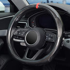 Steering Wheel Cover Carbon Fiber, D Shaped Car Wheel Cover 14 1/2-15 in (37-39 cm), Black