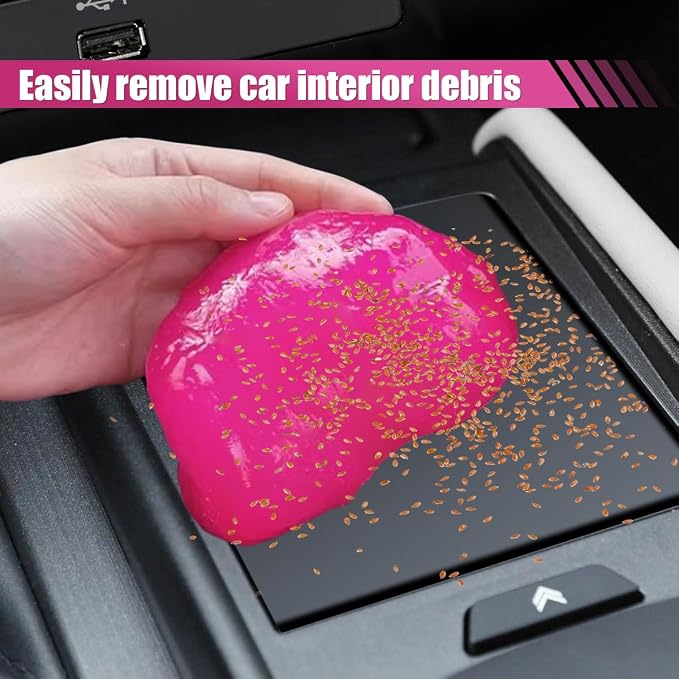 Craedli 2 Pack Car Cleaning Gel Detailing Putty, Pink Reusable Dust Cleaning Slime Auto Interior Cleaner Tool for Vehicle Air Vent, Keyboard Dust Remover & Car Accessories, 5.6oz/Jar (160g)