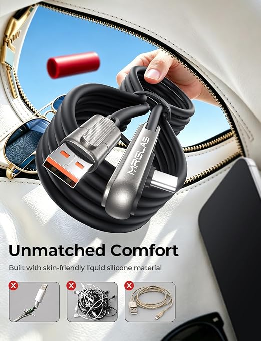 【2026 Upgraded】3-in-1 240W Invisible Stand Fast Charging Cable, Chubby USB A/C to USB C Cable, 90 Degree Type C Charger Cord (4FT) with Built-in Phone Stand, for iPhone 17/16 Pro Max Galaxy S26 Ultra