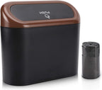 Car Trash Can with Lid, Leakproof Vehicle Trash Bin Auto Dustbin Organizer, Waterproof Mini Garbage Bin Trash Container with Garbage Bag for Automotive Car, Home, Office, Kitchen