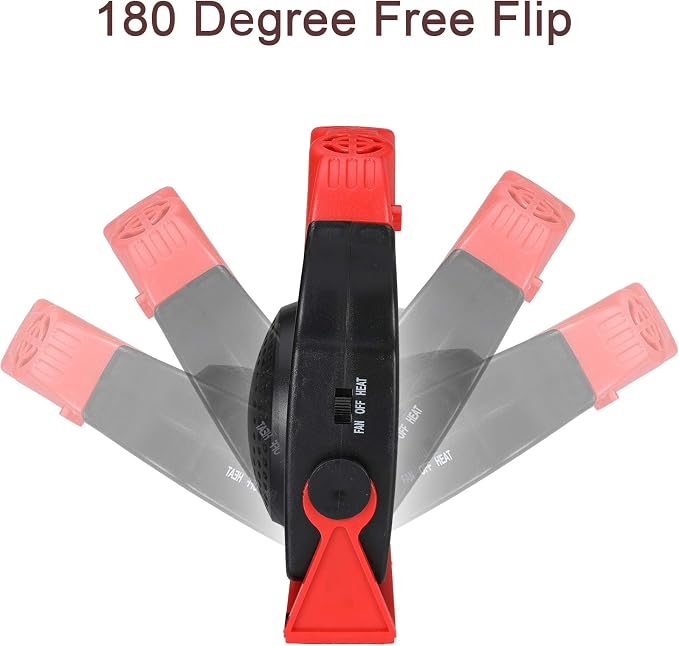 Portable Car Heater - Car Defroster for Vehicle, 150W Automotive Heater Fan with 180° Swivel Bracket, 3 Outlets for Wide Heat Distribution, for All 12V Vehicles (Red)