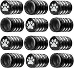 Tire Valve Stem Caps Cover - (12 Pack) Tire Air Caps Metal with Plastic Liner Corrosion Resistant Leak-Proof Dog Paw Print for Car Truck Motorcycle Bike Black