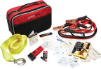 Travel Pro Emergency Roadside Kit - Compact Car Safety Set with Jumper Cables, Tow Strap, Flashlight, Gloves, First Aid Kit & 1-Year Free Roadside Assistance
