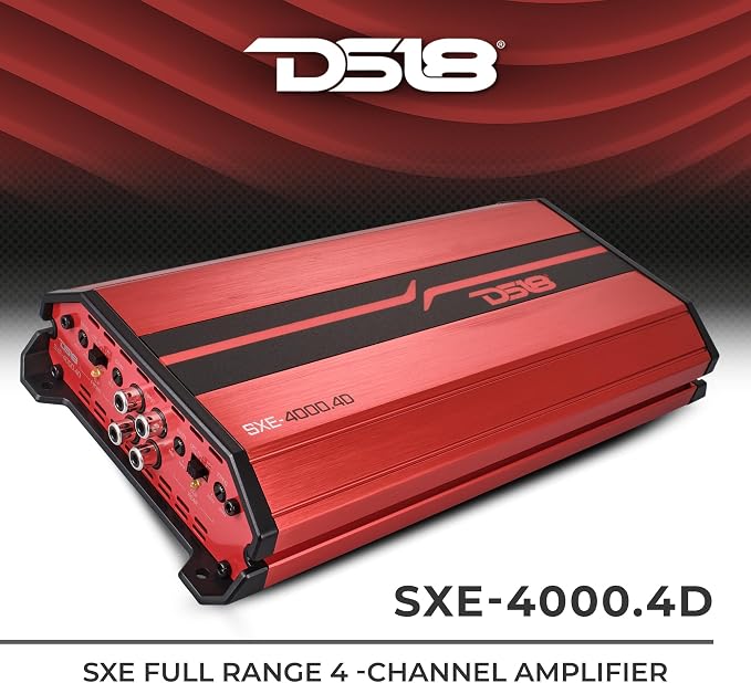 SXE-4000.4D/RD Car Amplifier Stereo Full-Range Class D 4-Channel 275x4 RMS @4 OHM 4000 Watts - Powerful and Compact Amp for Speakers in Car Audio System