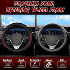 Ventilated Heart-Shaped Steering Wheel Cover with Anti-Slip Leather Grip. Compatible with Ford, Toyota, Honda, Nissan, and Chevrolet Vehicles for 14.5-15.2 inch Round Steering Wheels.