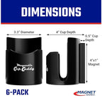 Magnetic Cup Caddy - Keep Your Favorite Beverage at Hand, 3.3" Inner Diameter, 4.625" Height, Black, Pack of 6, 07583X6