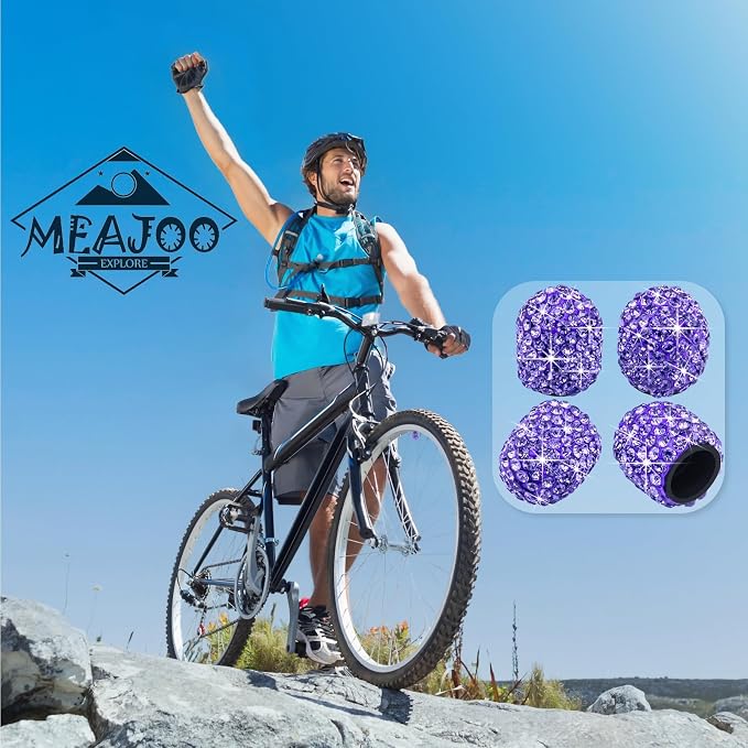 8PCS Bling Crystal Diamond Tire Stem Valve Caps, Dustproof Car Wheel Tire Valve Caps Universal Tire Valve Stem Covers for Cars, SUV, Trucks, Bikes, Motorcycles, Bicycles (Purple)