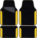 Waterproof Universal Fit Car Floor Mats, Car Mats Fit for SUV,Vans,sedans, Trucks,Set of 4pcs Car Carpet with Driver Heel Pad (Black and Yellow)
