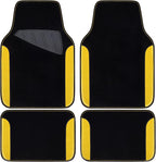 Waterproof Universal Fit Car Floor Mats, Car Mats Fit for SUV,Vans,sedans, Trucks,Set of 4pcs Car Carpet with Driver Heel Pad (Black and Yellow)