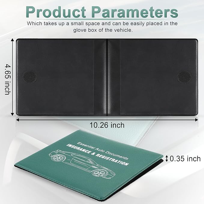 Car Registration and Insurance Card Holder, Vehicle Glove Box Car Organizer, Interior Car Accessories for Documents, Cards, License - 2 Pack