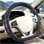D-Shaped Car Steering Wheel Cover, 14.5-15" Anti-Slip Steering Wheel Protector with 3D Honeycomb Massage Grip, Comfortable Sporty Auto Interior Decor Accessories, Universal Fit (Black/Purple)