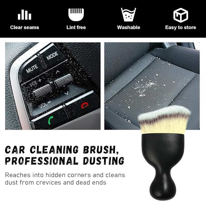 Car Detailing Brush, Curved Soft Bristles Auto Removal Dust Collectors, Universal Vehicle Dashboard, Air Conditioner Vents etc Interior Cleaning Tool Accessories (Beige)