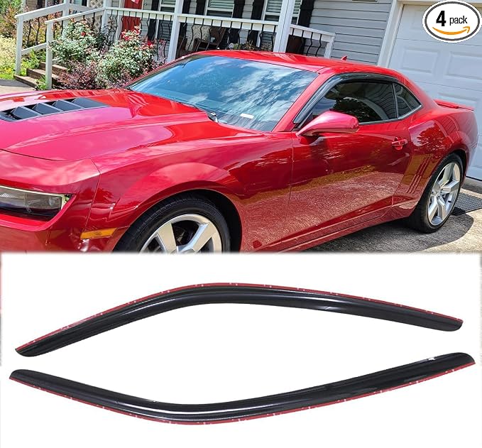 2pcs Original Shatterproof Rainproof Side Window Wind Deflectors for 10-25 Camaro,Tape-on Rain Guards Sets,Nice Looking Window Visors for Cars,Vent Deflector for Chevrolet 2010-2025 Camaro 92341