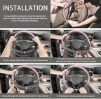 Breathable Car Steering Wheel Cover 16 inch Auto Universal Leather Wrap Non-Slip Steeringwheel Protector Automotive Interior Accessories, Pink (Suit for 15.5-16 inch)