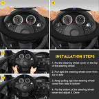 Suede Steering Wheel Cover with Upgraded Silicone Inner Ring, Breathable, Anti-Slip, Leather Universal 14.5 to 15 Inch Steering Wheel Cover (Black with Blue Mark)