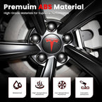 4 Pack Car Wheel Center Hub Cap Kit with 22 Lug Nut Covers, 2.2 in (56mm) Wheel Rim Covers Center Hubcaps with Emblem for Model 3 / Model Y, Matt Black & Red Exterior Decoration for Tesla