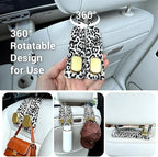 2 Pack Purse Hook for Car Headrest, Car Seat Back Storage Hook for Purses and Bags, Car Back Seat Headrest Purse Holder, Hanger Storage Organizer (Black Leopard)