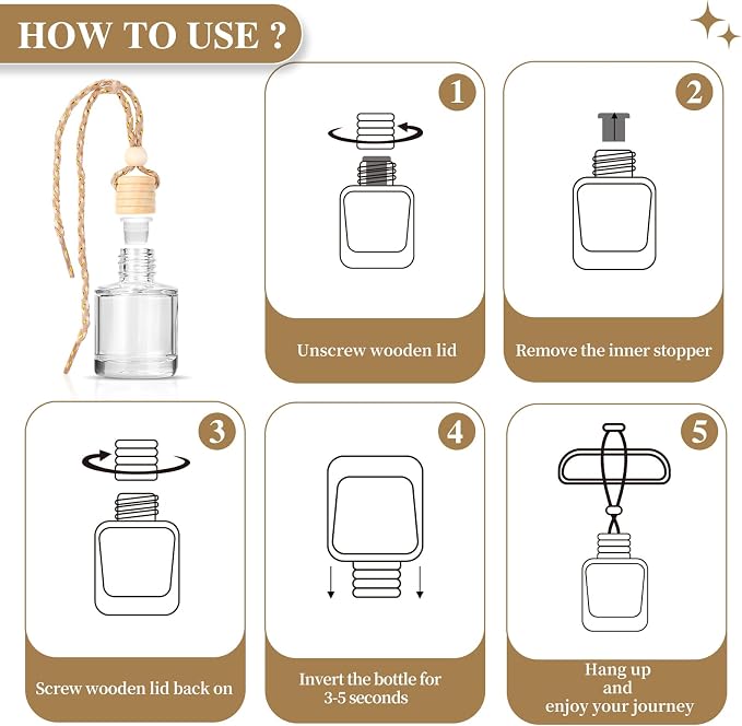 Car Air Freshener 6 Pack, Vanilla Cream,Mahogany & Lavender 3 Natural Scent, Long Lasting Essential Oil Fragrance Diffuser, Hanging Air Freshener Cute Car Accessories Interior for women