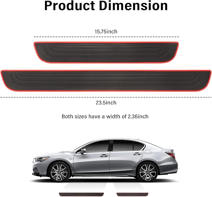 4PCS Car Door Sill Protector,Anti-Scratch & Waterproof Car Door Sills Scratch Protection,Universal Car Exterior Accessories Automotive Door Entry Guard for Car,Truck,SUV (Black Red, Width 2.36")