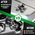 2 Pack Sunglasses Holder for Car, One-Handed-Operation Visor Sunglass Holder Clip, Easy Access Storage for Driving,Universal Fits (Double Holder - Black)