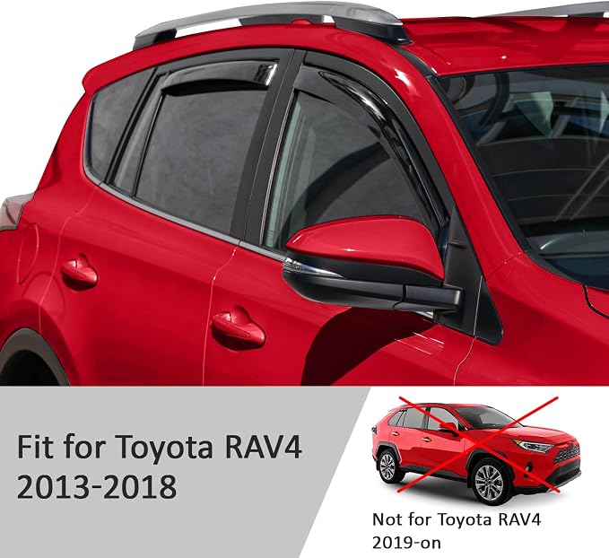 Voron Glass in-Channel Extra Durable Rain Guards for Toyota RAV4 2013-2018, Window Deflectors, Vent Window Visors, 4 Pieces - 220239
