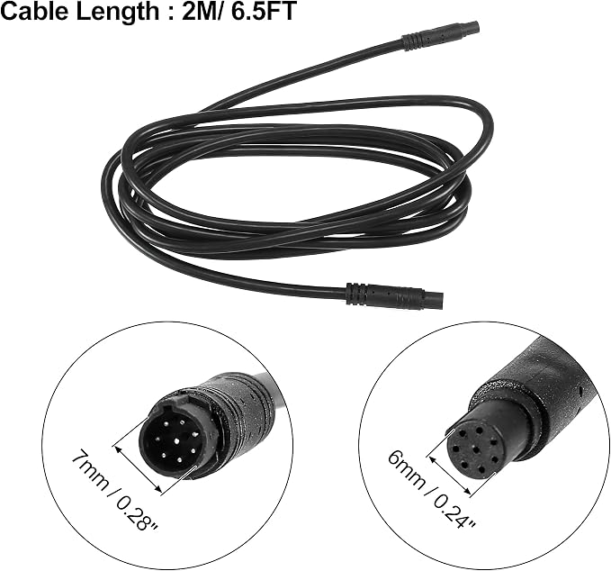 8 Pin 6.5ft 2m Backup Camera Extension Cable Dash Camera Cord Wires Car Rear View