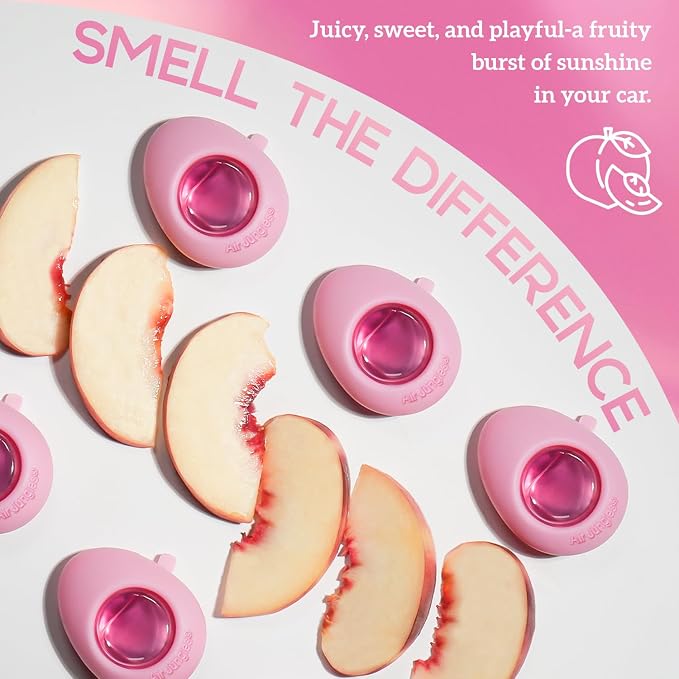 Car Air Freshener Vent Clip 6 Ct, Honey Peach Scent | Pink Edition, Long-Lasting Sweet Fruit Fragrance & Odor Eliminator for Car Interiors, 4 mL Each, Lasts Up to 180 Days