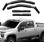 in-Channel Rain Guards Compatible with 2020-2026 Checy Silverado/GMC Sierra 2500HD/3500HD Crew Cab Truck, Durable Side Windows Wind Deflectors Rain Guard Black 4 PCS