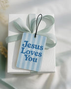 Blue Boho Christian Car Air Freshener 4 Pcs Coconut Scented, Jesus Loves You Car Accessories Mirror Decor, Inspirational Religious Hanging Air Freshener for Cars Closet Drawer Books Kids Room