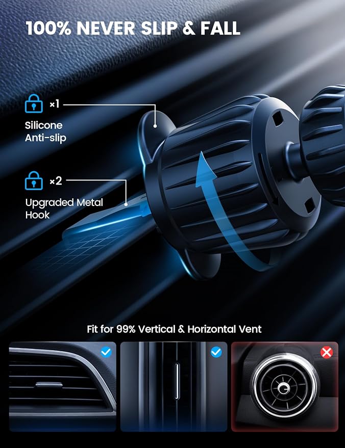 15W for MagSafe Car Mount Charger - [20X Strong Magnets] Wireless Car Phone Holder Charger, Magnetic Phone Holders for Car Vent Dash Accessories for Women Men for iPhone 17 Pro Max Silver