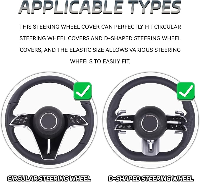 2-Piece Steering Wheel Cover, Carbon Fiber Segmented Steering Wheel Protector, Universal and Anti-Slip Durable Car Leather Protective Cover, Car Interior Accessories for Women and Men (White)