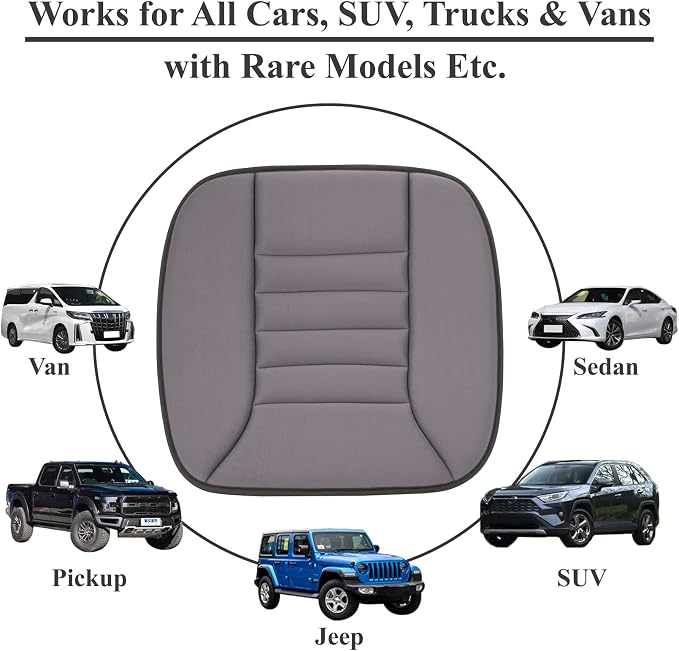 Car Seat Cushion with 1.2inch Comfort Memory Foam, Seat Cushion for Car and Office Chair (Dark Grey)