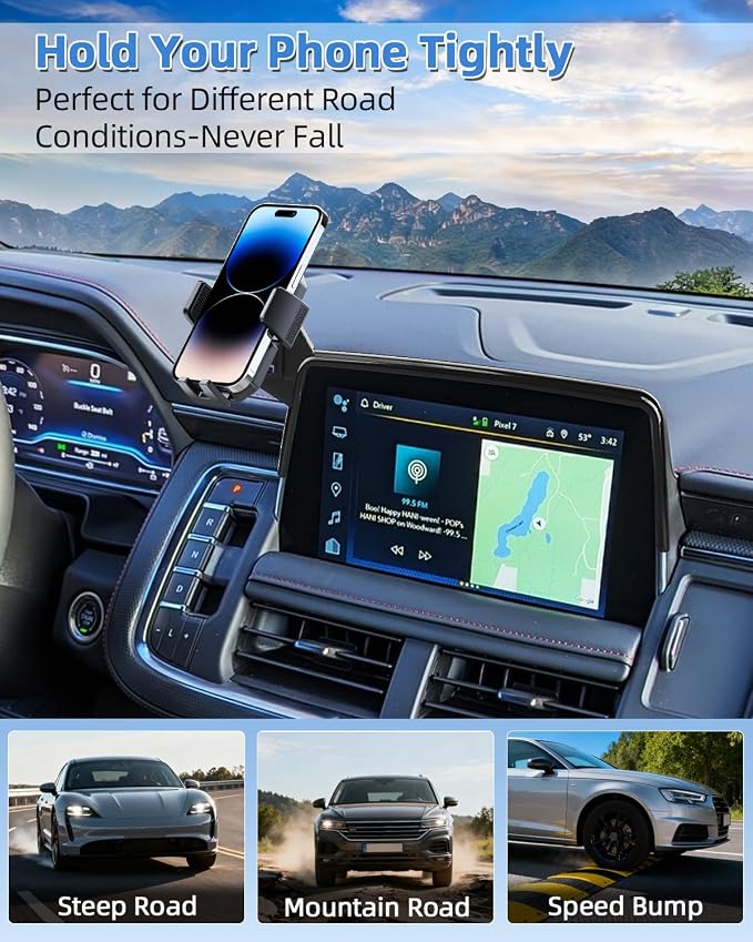 PZK Car Phone Mount for 2021 2022 2023 2024 Chevy Tahoe/Suburban/GMC Yukon | 10.2-inch Screen Auto Lock Car Phone Holder 360° Rotation LT/Z71/RST/High Country Accessories Hands-Free Not Affect Vent