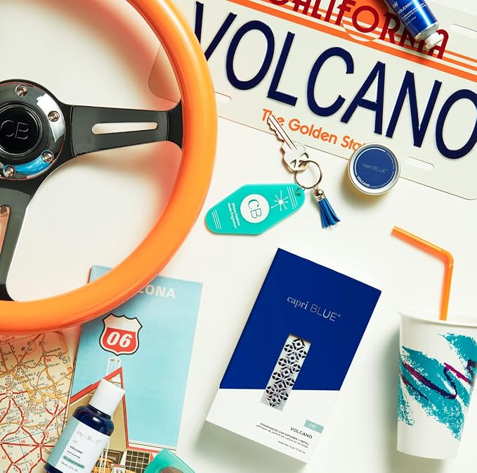 Volcano Fragranced Car Diffuser with Refills - Volcano Car Air Freshener Diffuser - Includes Tropical Fruit Scented Refills