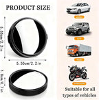 Blind Spot Mirrors 2 Pack, HD Glass Convex Blindspot Mirror with Vacuum Suction Cup, Side Mirror Blindspot with Wide Angle Adjustable for Cars, SUVs, Trucks, and Motorcycles