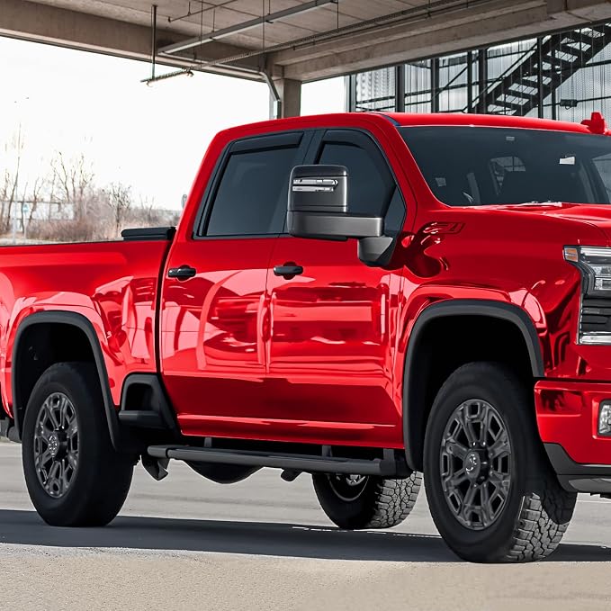 Voron Glass in-Channel Extra Durable Rain Guards for Chevrolet (Chevy) Silverado/GMC Sierra 2500HD/3500HD 2020-2026 Crew Cab, Window Deflectors, Vent Window Visors, 4 Pieces - 200298