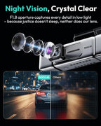 3K 4 Channel Dash Cam, 360° All-Around View, Front/Rear/Inside Car Cameras with 3.18" Touch Screen, Dash Camera 24/7 Parking Mode, Built-in GPS, 5.8GHz WiFi, Voice Control, 128GB Card Included