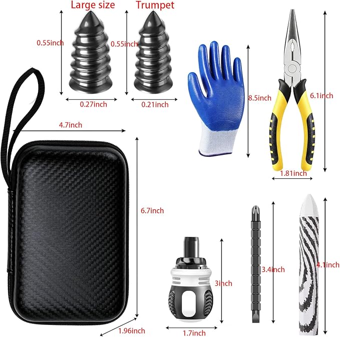 Tire Repair kit with tire Plug Screw Type,Suitable for Cars,Trucks,Motorcycles,SUV,ATV, Heavy Duty Quick Flat tire Puncture Repair Nail kit for Tractor