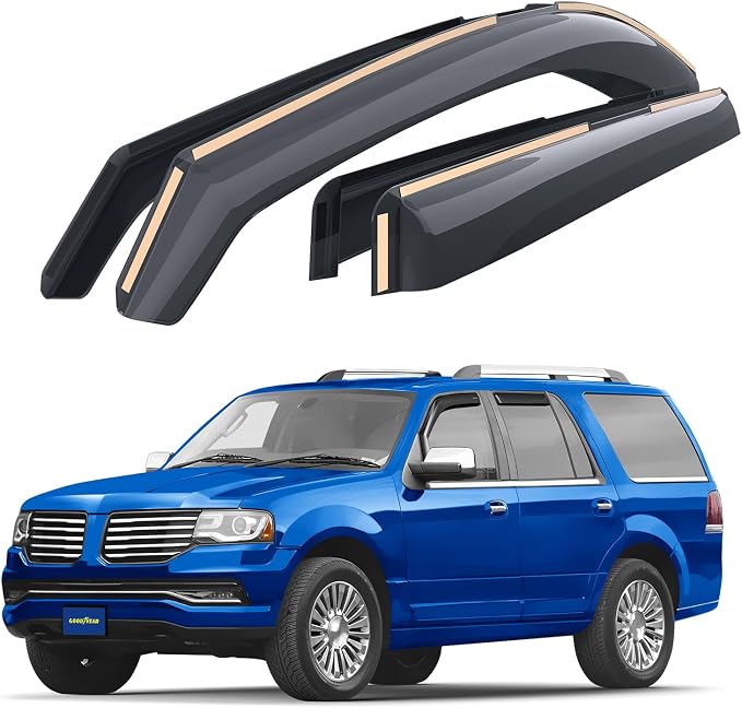 Goodyear Shatterproof in-Channel Window Deflectors for Lincoln Navigator 2007-2017, Rain Guards, Window Visors for Cars, Vent Deflector, Car Accessories, 4 pcs - GY008004