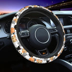 Cat Steering Wheel Cover for Women Men with 2 Pcs Car Coasters, Universal 14.5-15 Inch Cute Steering Wheel Covers Non-Slip Car Accessories for Girls