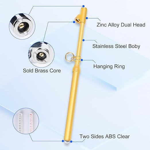2-Pack Dual Head Tire Pressure Gauge 10-150 PSI (Gold) | Heavy Duty Air Pressure Gauge with Stainless Steel Body, Metal Nozzle & Durable Plated Brass – for Cars, Trucks, Bikes, RVs